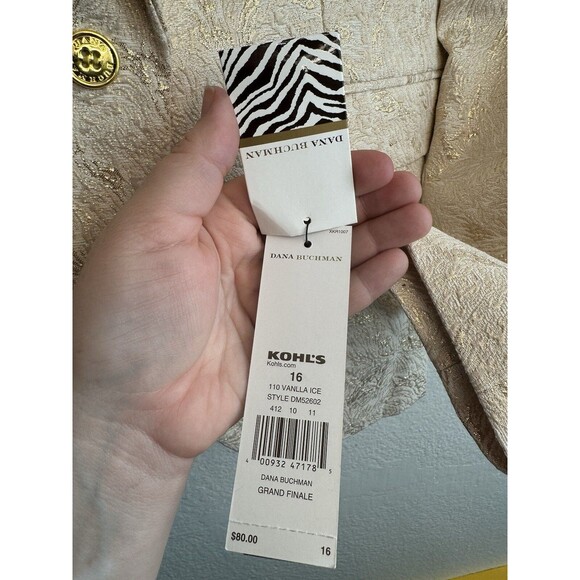 Dana Buchman New Dress Jacket Gold Metallic NWT Size 16 Vanilla Ice - Picture 7 of 12